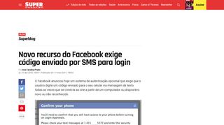 
                            8. Novo recurso do Facebook exige código enviado por SMS para login ...