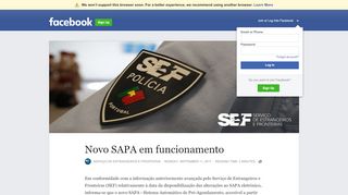 
                            10. Novo SAPA em funcionamento | Facebook