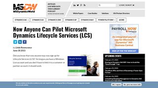 
                            4. Now Anyone Can Pilot Microsoft Dynamics Lifecycle Services (LCS ...