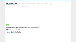 
                            6. Now Earn more with mGinger (Earn from SMS Website) - MobiGyaan