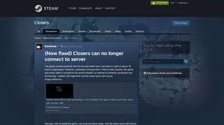 
                            1. (Now fixed) Closers can no longer connect to server :: Closers General ...