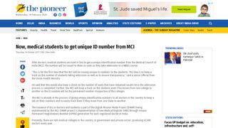 
                            10. Now, medical students to get unique ID number from MCI - The Pioneer