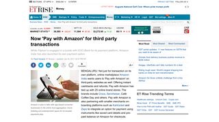 
                            7. Now 'Pay with Amazon' for third party transactions - The Economic Times