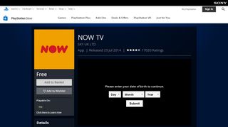 
                            8. NOW TV on PS4 | Official PlayStation™Store UK