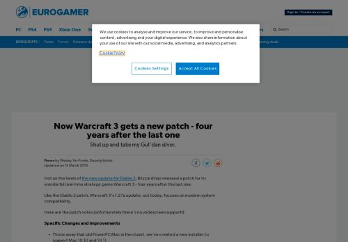 
                            6. Now Warcraft 3 gets a new patch - four years after the last one ...