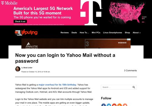 
                            5. Now you can login to Yahoo Mail without a password - Liliputing