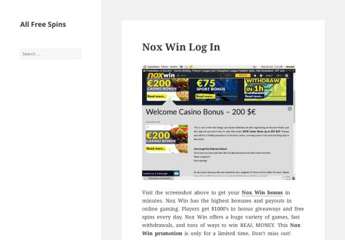 
                            6. Nox Win Log In - Free Spins