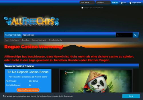 
                            11. Noxwin ist ein Rogue-Casino. Allfreechips hat entschieden, Noxwin ...