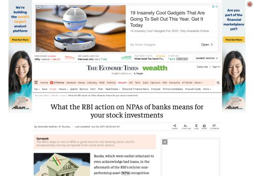 
                            11. NPA: What the RBI action on NPAs of banks means for your stock ...
