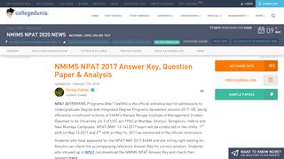 
                            4. NPAT Answer Key 2017 - Collegedunia