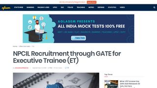 
                            11. NPCIL Recruitment through GATE for Executive Trainee (ET ...