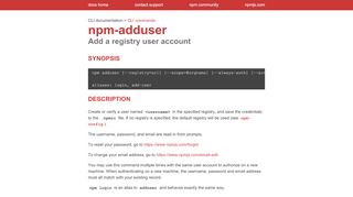 
                            1. npm-adduser | npm Documentation
