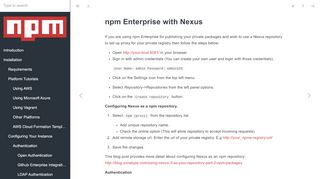 
                            4. npm Enterprise with Nexus · npm Enterprise Docs