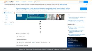 
                            9. npm install gives unauthorized name or password is incorrect error ...