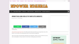 
                            4. Npower Teach Login: View List of Shortlisted Candidates - Npower