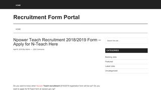 
                            6. Npower Teach Recruitment 2018/2019 Form - Apply for N-Teach Here ...