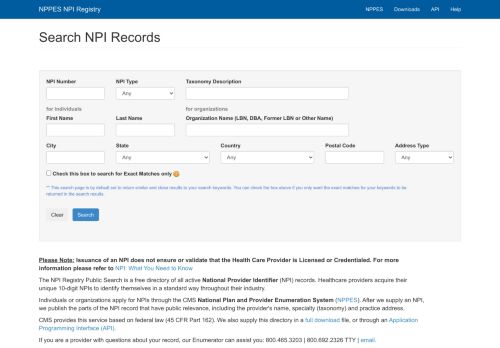 
                            2. NPPES NPI Registry