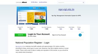 
                            7. Npr-rgi.nic.in website. National Population Register :: Login.
