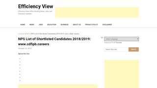 
                            13. NPS List of Shortlisted Candidates 2018/2019: www.cdfipb.careers