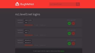 
                            2. ns1.level3.net passwords - BugMeNot