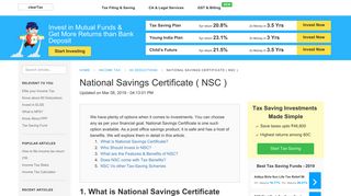 
                            12. NSC : National Savings Certificate - Interest Rates & Tax Savings