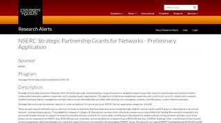 
                            12. NSERC Strategic Partnership Grants for Networks - Preliminary ...