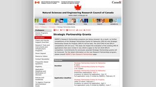 
                            6. NSERC – Strategic Partnership Grants