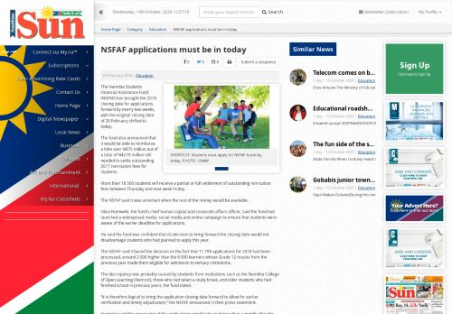 
                            12. NSFAF applications must be in today - Education - Namibian Sun