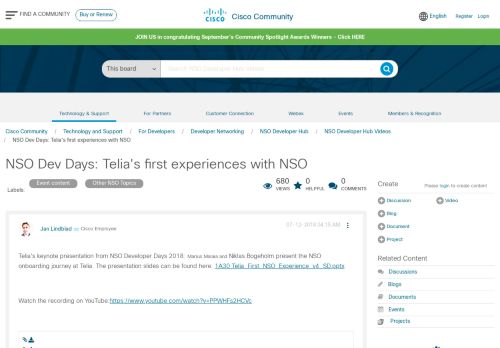 
                            11. NSO Dev Days: Telia's first experiences... - Cisco Community