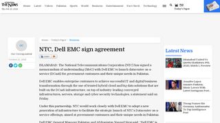 
                            11. NTC, Dell EMC sign agreement | Business | thenews.com.pk | Karachi