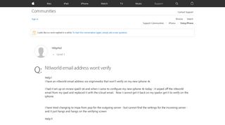 
                            10. Ntlworld email address wont verify - Apple Community - Apple ...