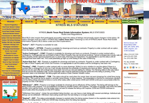 
                            13. NTREIS MLS STATUSES Codes - Texas Five Star Realty