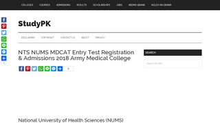 
                            12. NTS NUMS MDCAT Entry Test Registration & Admissions ...