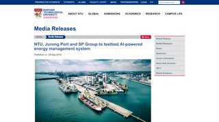
                            13. NTU, Jurong Port and SP Group to testbed AI-powered ... - News Detail