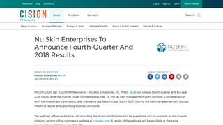 
                            10. Nu Skin Enterprises To Announce Fourth-Quarter And 2018 Results ...