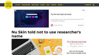 
                            12. Nu Skin told not to use researcher's name, Health News - AsiaOne