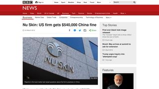 
                            10. Nu Skin: US firm gets $540,000 China fine - BBC News