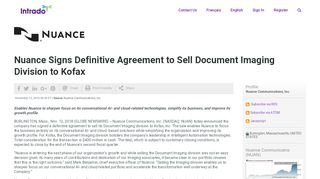 
                            10. Nuance Signs Definitive Agreement to Sell Document Imaging ...
