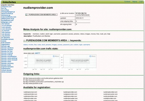 
                            13. nudismprovider.com. domain statistics. Links2sites.com