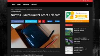 
                            5. Nuevas Claves Router Arnet Telecom - José Marin de la Fuente