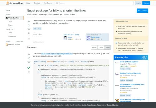 
                            4. Nuget package for bitly to shorten the links - Stack Overflow