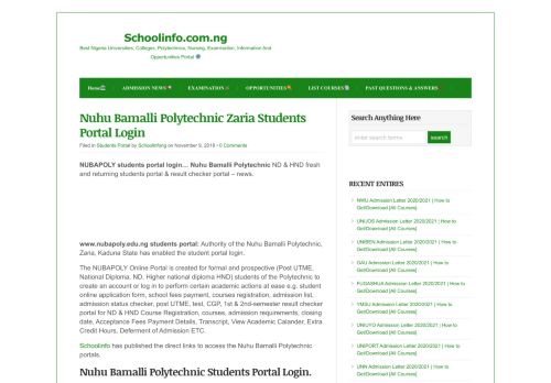 
                            7. Nuhu Bamalli Polytechnic Zaria Students Portal Login - Schoolinfo ...