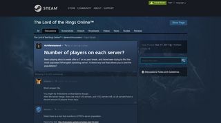 
                            10. Number of players on each server? :: The Lord of the Rings Online ...