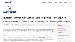 
                            11. Numerex Partners with Sensile Technologies for iTank Solution ...