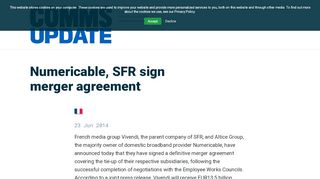 
                            10. Numericable, SFR sign merger agreement - TeleGeography