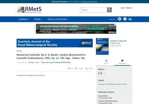 
                            11. Numerical methods. By A. D. Booth. London (Butterworth's Scientific ...