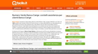 
                            11. Numero Verde Banca Carige: contatti assistenza | Facile.it