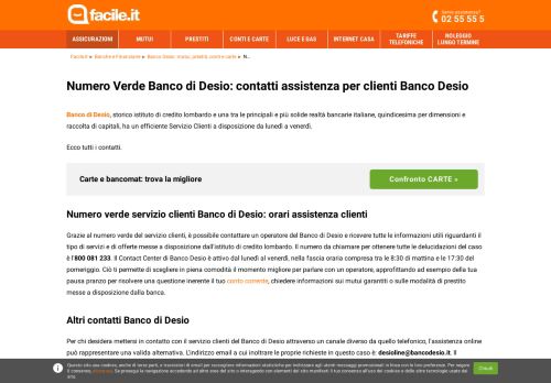 
                            12. Numero Verde Banco di Desio | Facile.it