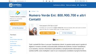 
                            3. Numero Verde Eni: 800 900 700 e altri Contatti - Luce-Gas.it