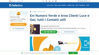 
                            8. Numero verde Eni : 800 900 700 - servizio clienti - Selectra